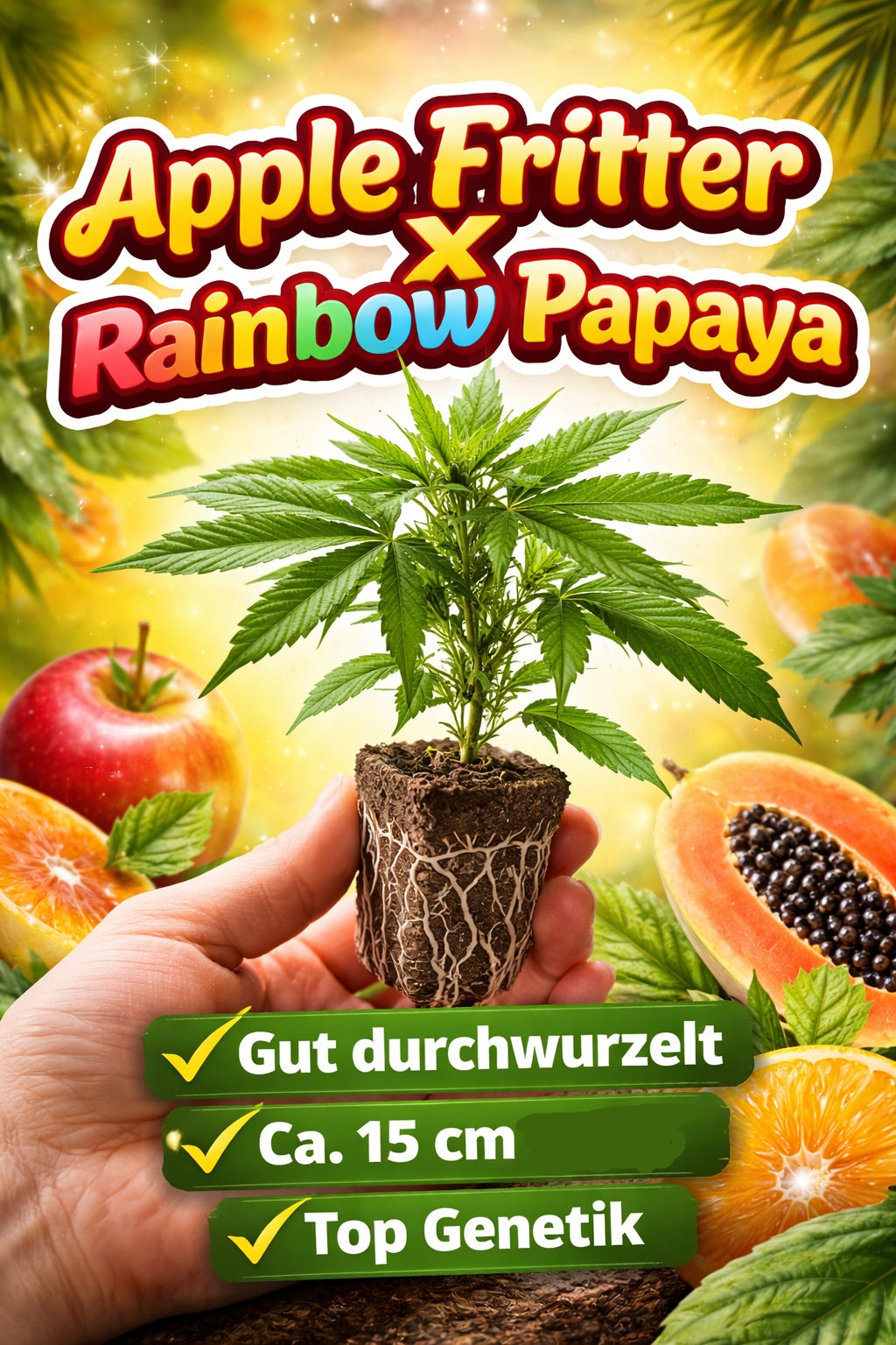 Apple Fritter x Rainbow Papaya Steckling ca. 15 cm